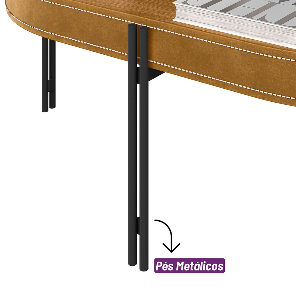 Mesa de Centro Oval Mônaco Flex Nature e Tauari
