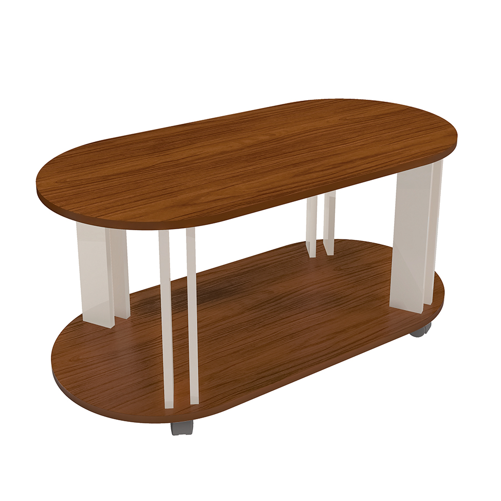 Mesa de Centro Oval Mundi Cedro e Off White