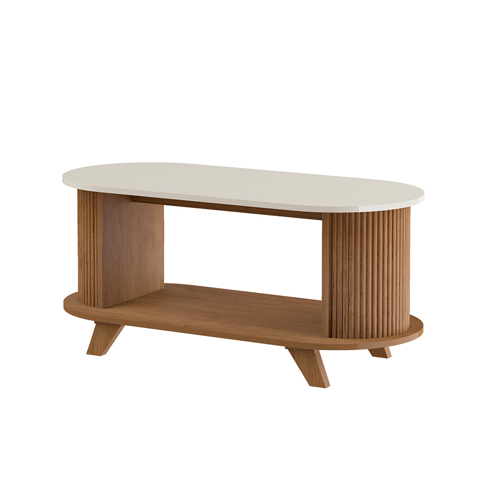 Mesa de Centro Oval Vivaldi Cinamomo e Off White
