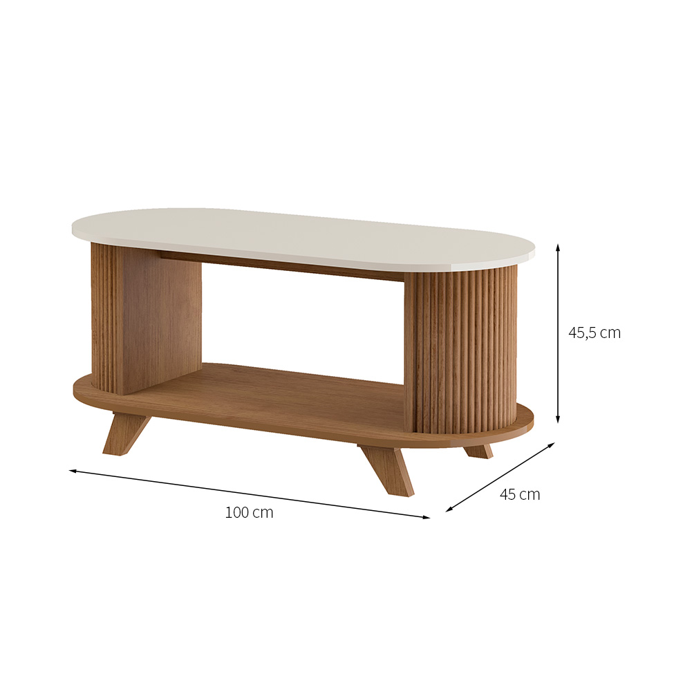 Mesa de Centro Oval Vivaldi Cinamomo e Off White