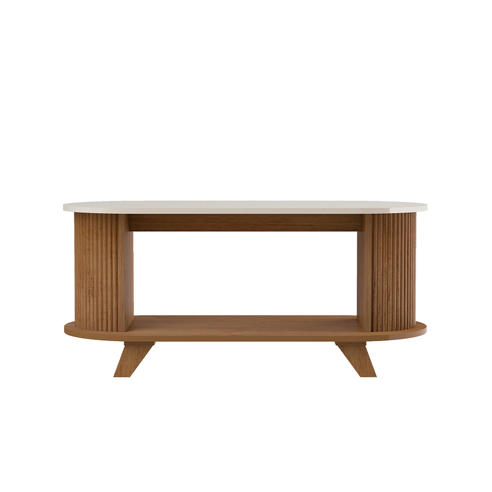 Mesa de Centro Oval Vivaldi Cinamomo e Off White