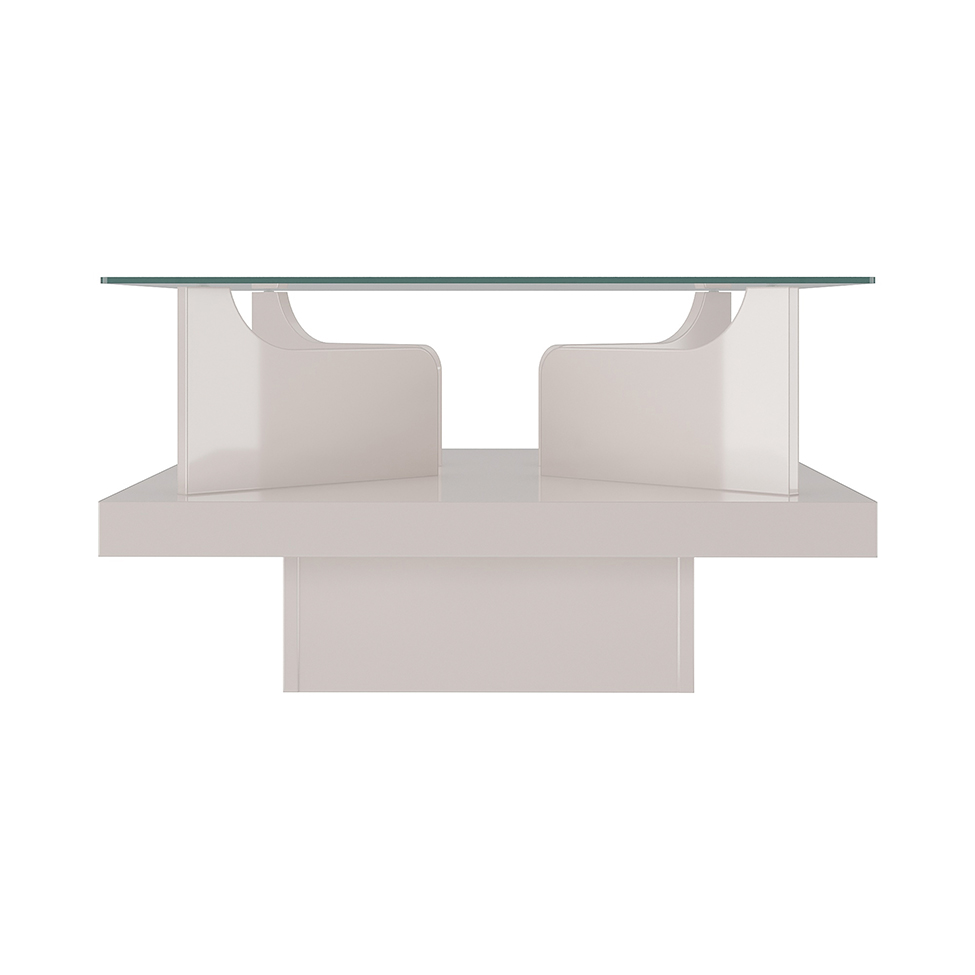Mesa de Centro Quadrada Clear Off White