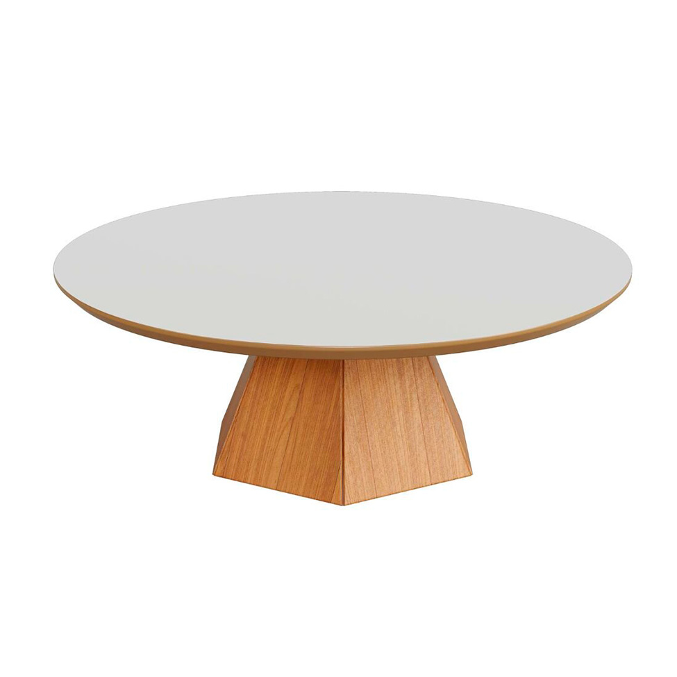 Mesa de Centro Redonda Belan 100% MDF Off White e Freijó