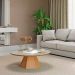 Mesa de Centro Redonda Belan 100% MDF Off White e Freijó