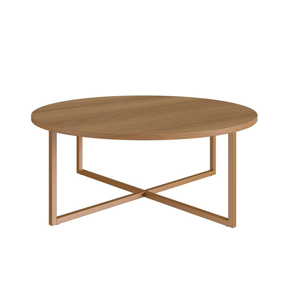 Mesa de Centro Redonda Complementos Hanover e Dourada 27x70 cm