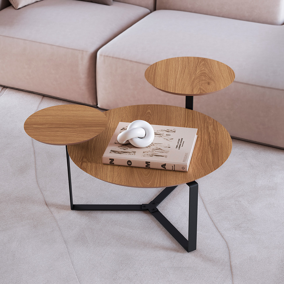 Mesa de Centro Redonda Complementos Hanover e Preta 83 cm