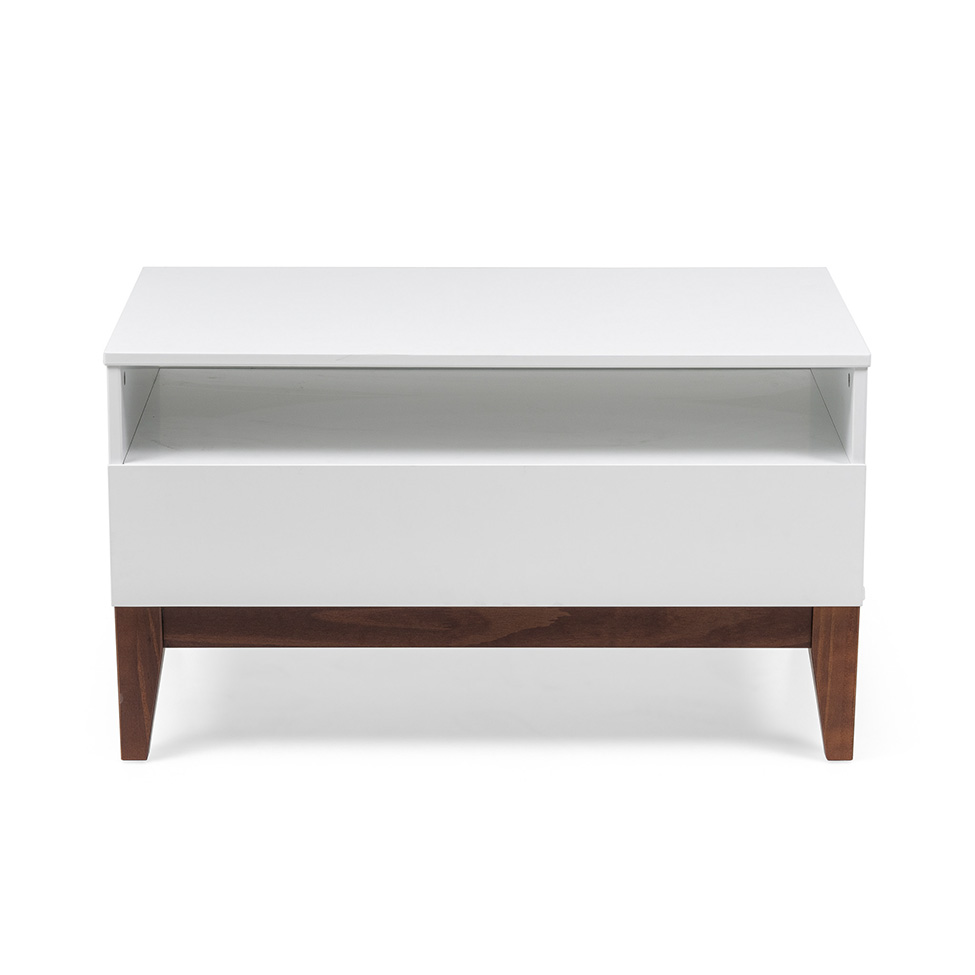Mesa de Centro Retangular Fresh 1 Gaveta Branca e Imbuia