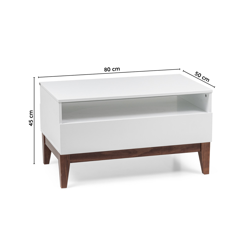 Mesa de Centro Retangular Fresh 1 Gaveta Branca e Imbuia