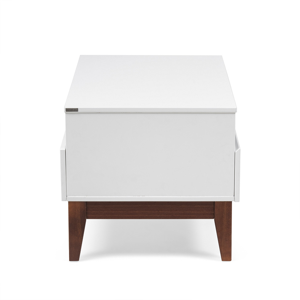 Mesa de Centro Retangular Fresh 1 Gaveta Branca e Imbuia