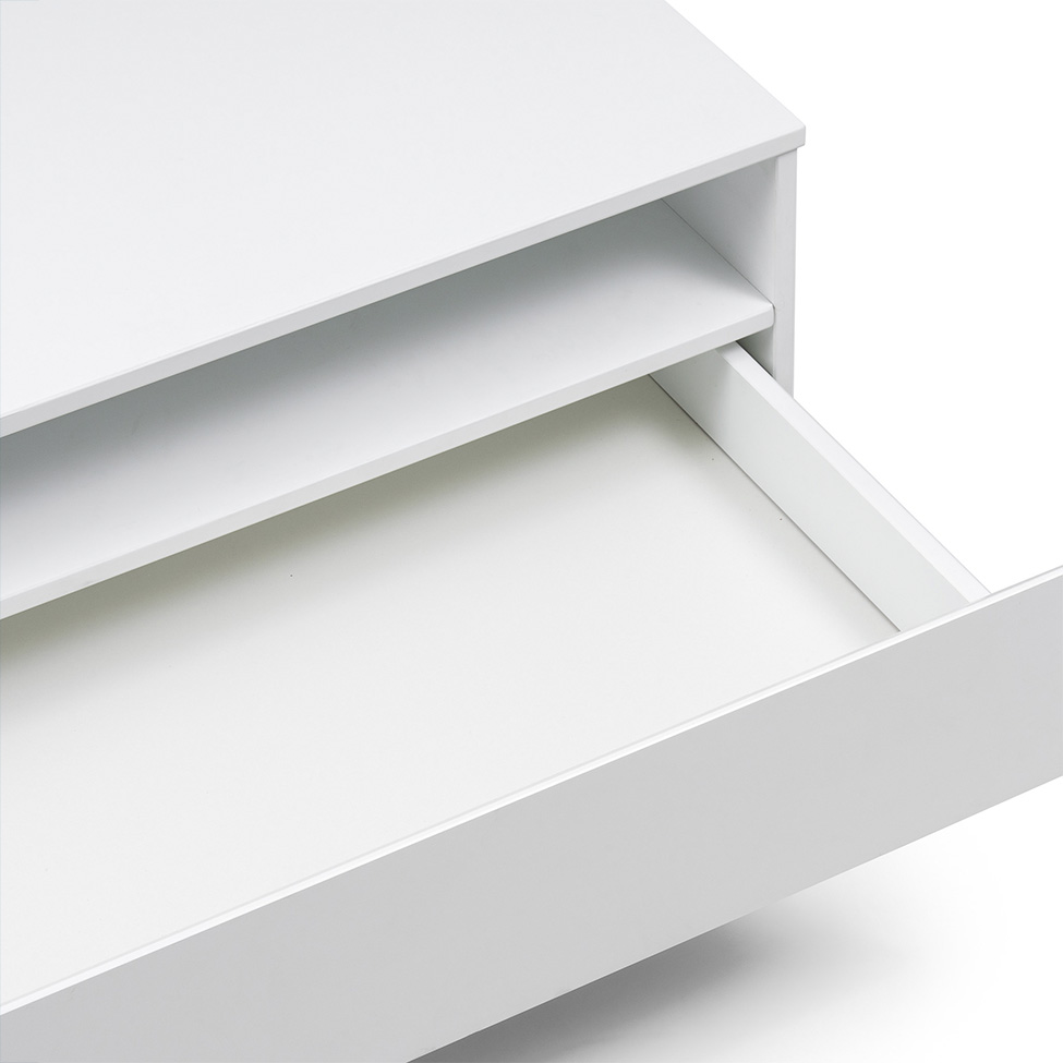 Mesa de Centro Retangular Fresh 1 Gaveta Branca e Imbuia
