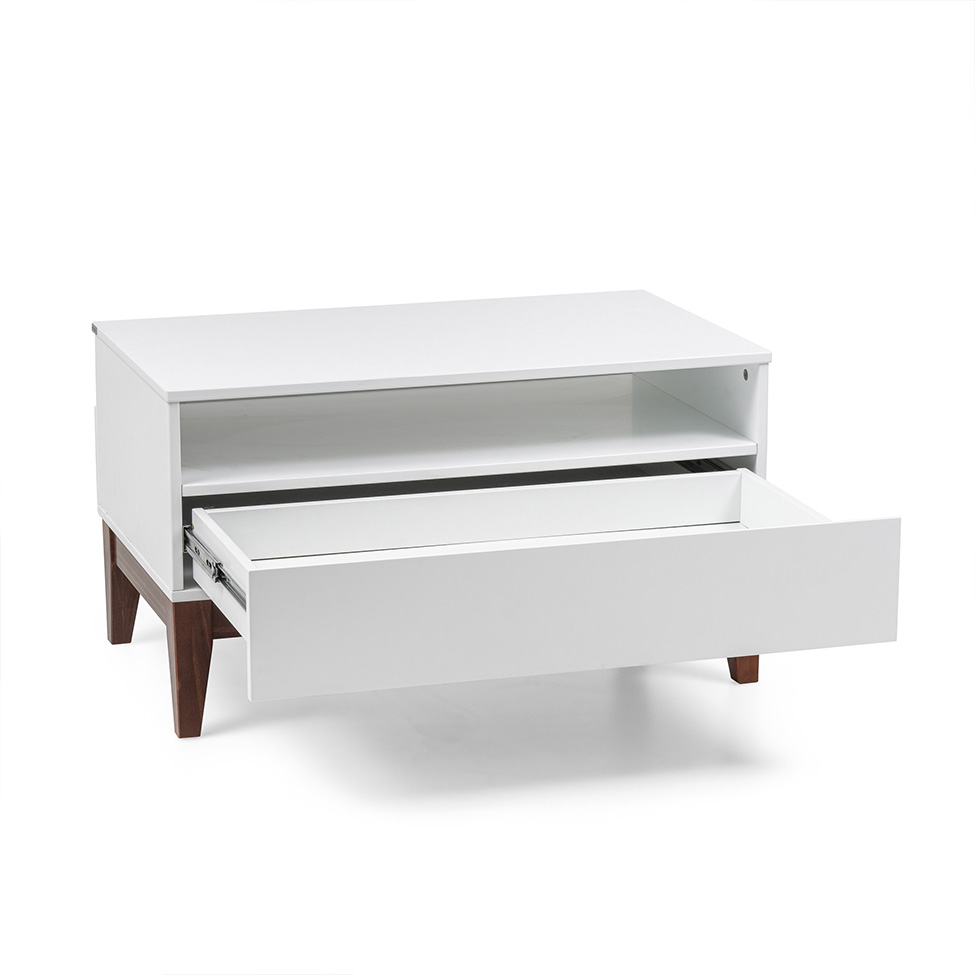 Mesa de Centro Retangular Fresh 1 Gaveta Branca e Imbuia