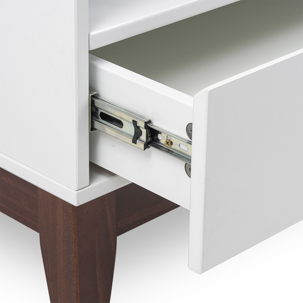 Mesa de Centro Retangular Fresh 1 Gaveta Branca e Imbuia