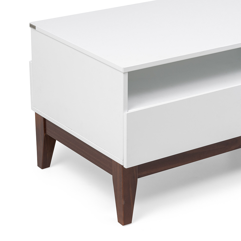 Mesa de Centro Retangular Fresh 1 Gaveta Branca e Imbuia