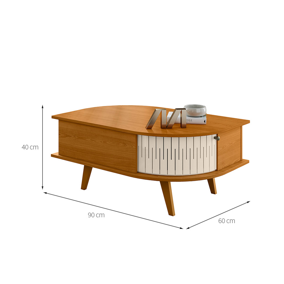 Mesa de Centro Retangular Indianapolis 2 Portas Cinamomo e Off White