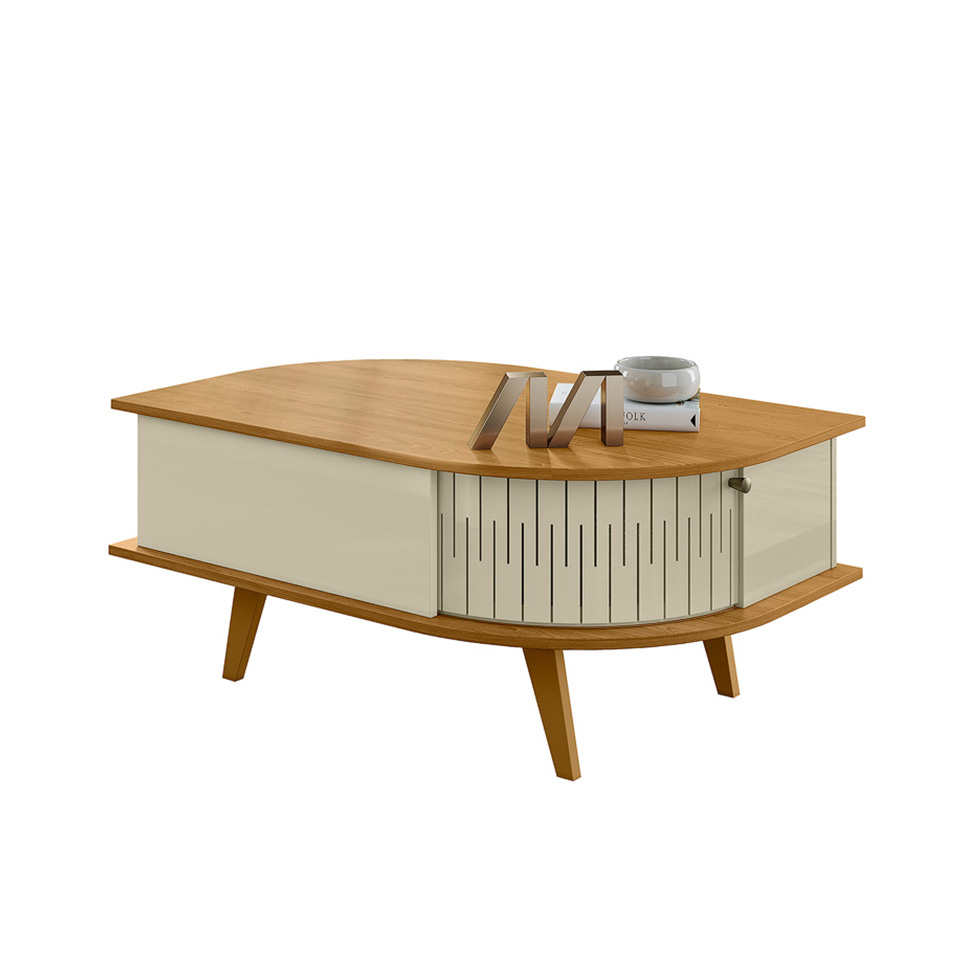 Mesa de Centro Retangular Indianapolis 2 Portas Cumaru e Opala