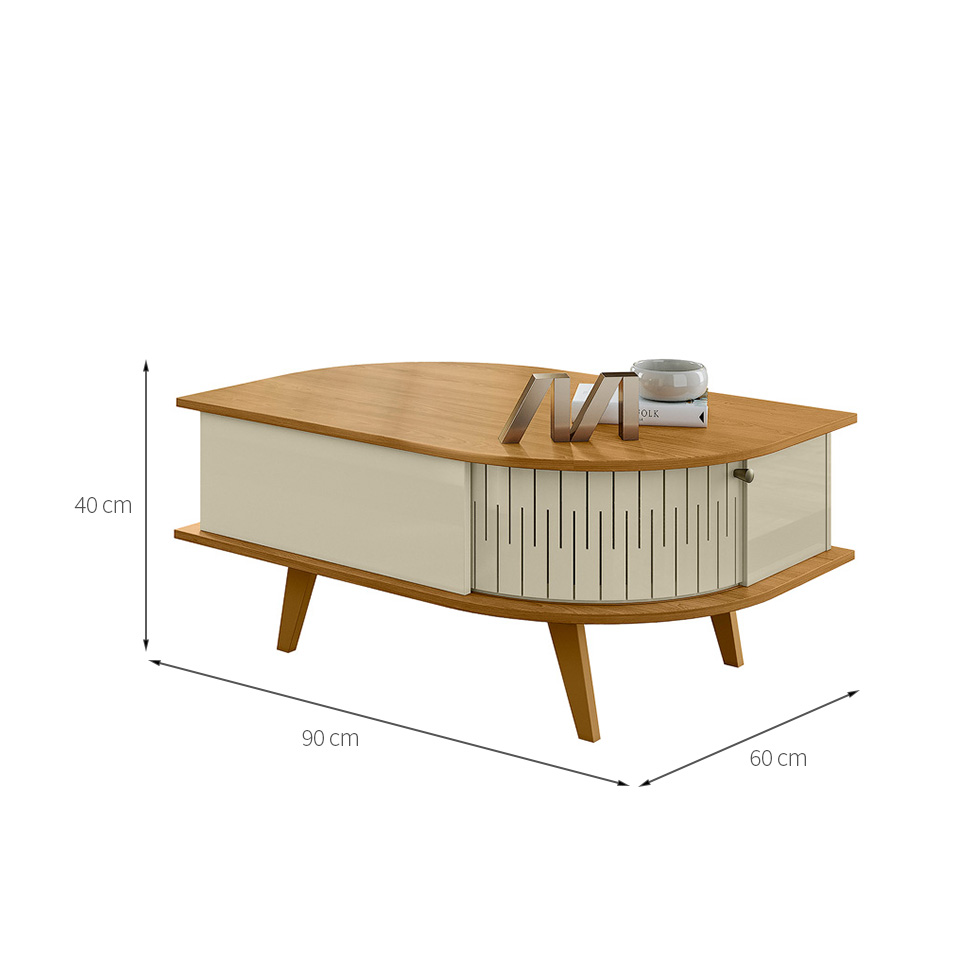 Mesa de Centro Retangular Indianapolis 2 Portas Cumaru e Opala