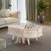 Mesa de Centro Retangular Indianapolis 2 Portas Off White e Calacata