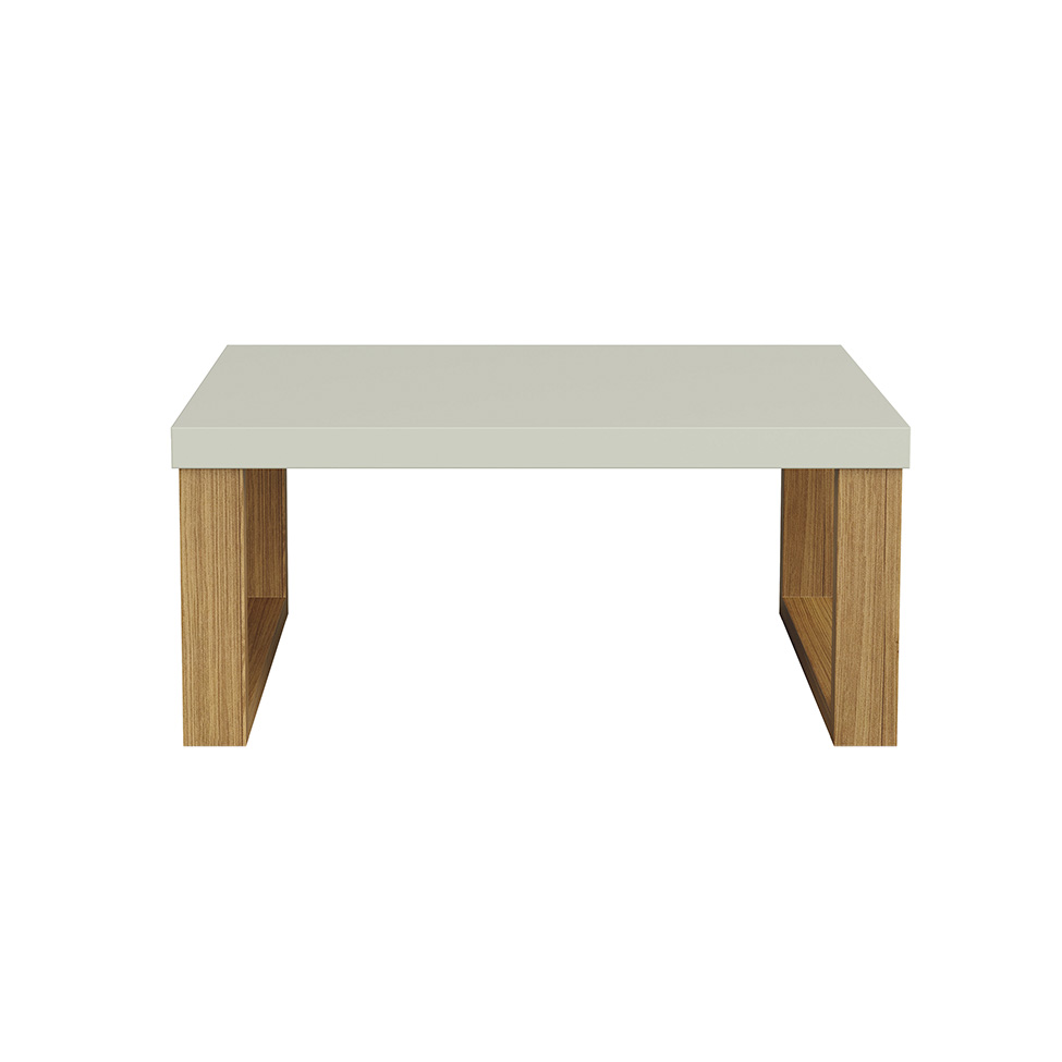 Mesa de Centro Retangular Lanes 100% MDF Off White e Freijó 67 cm