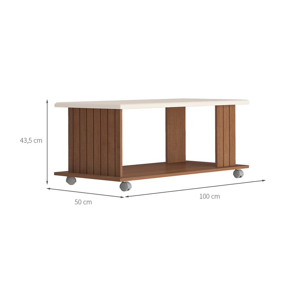 Mesa de Centro Retangular Mila Cinamomo e Off White