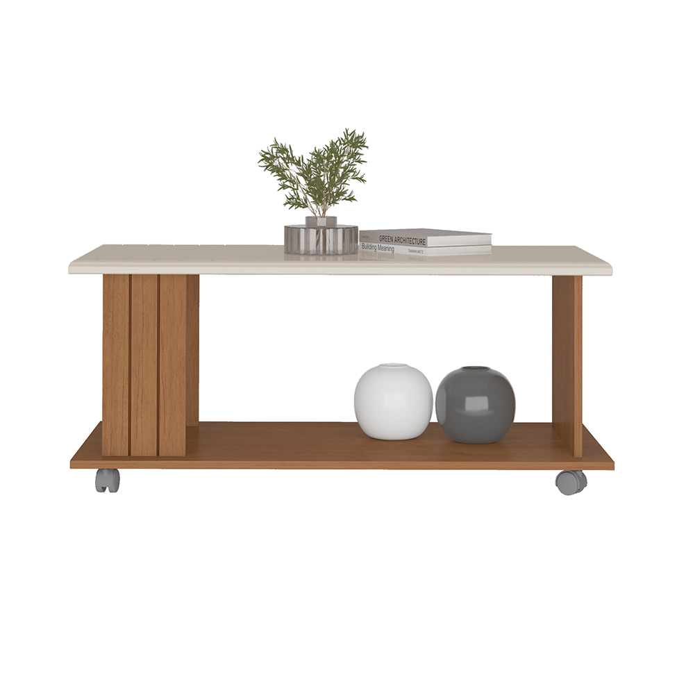 Mesa de Centro Retangular Mila Cinamomo e Off White
