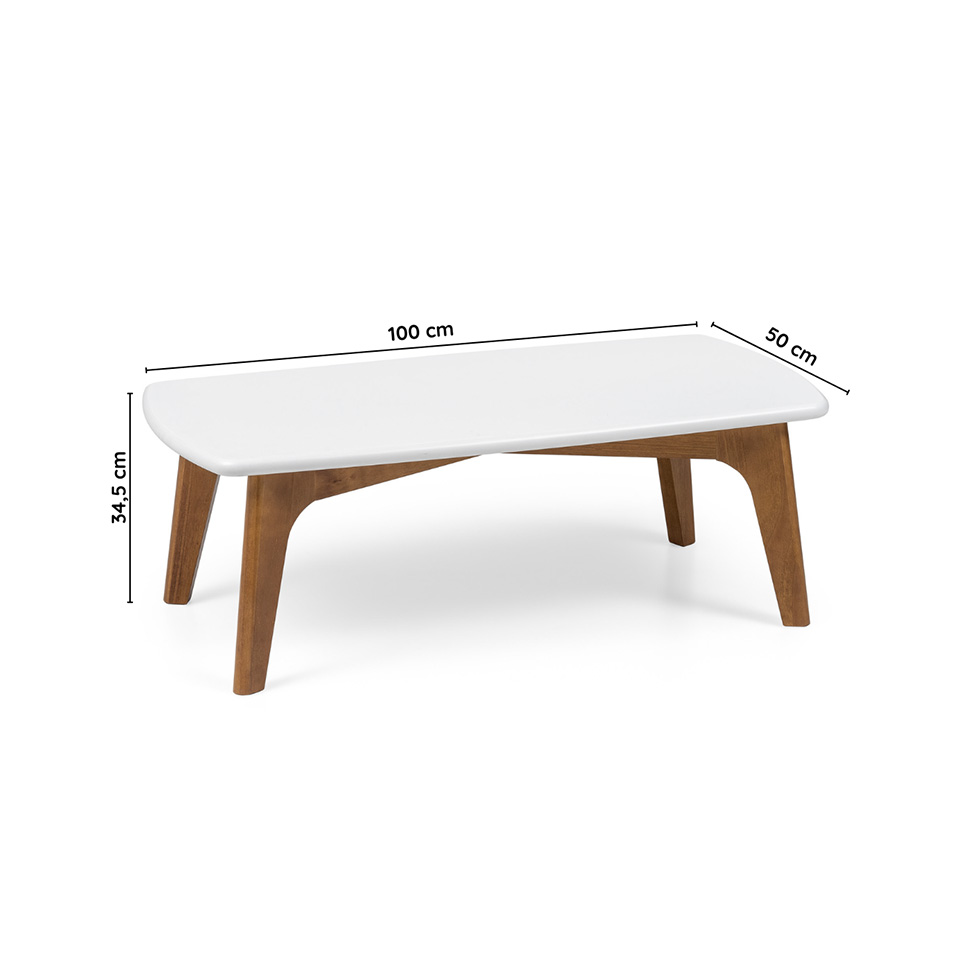 Mesa de Centro Retangular Moby Branca e Garapa