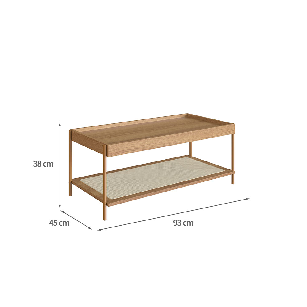 Mesa de Centro Retangular Oslo Hanover e Dourada