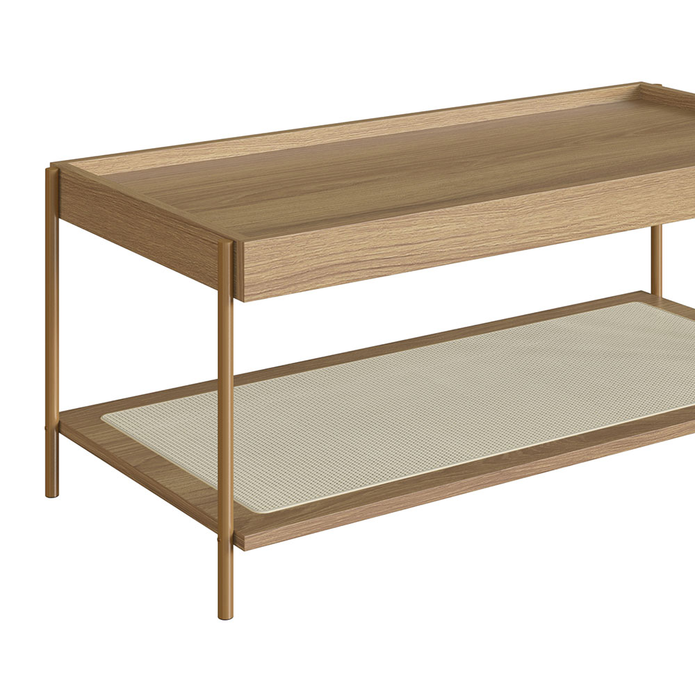 Mesa de Centro Retangular Oslo Hanover e Dourada