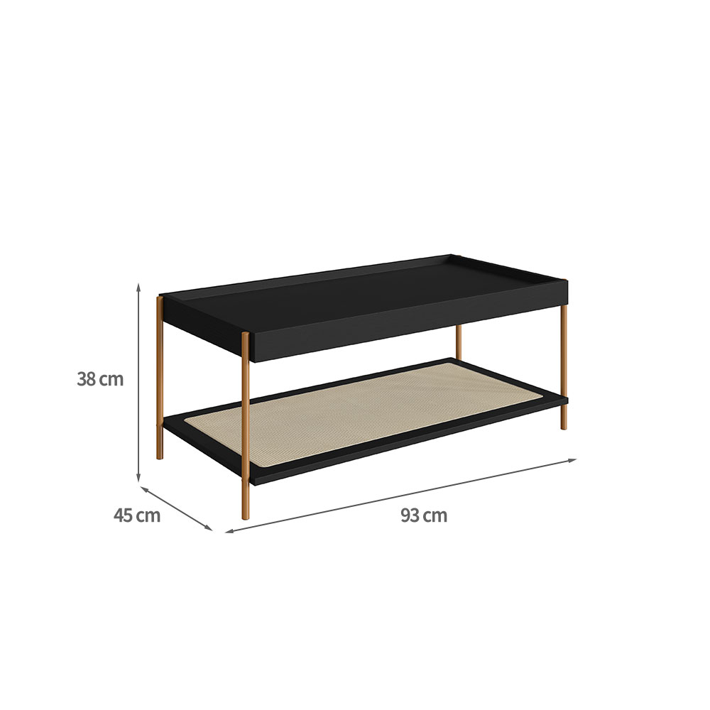 Mesa de Centro Retangular Oslo Nero e Dourada