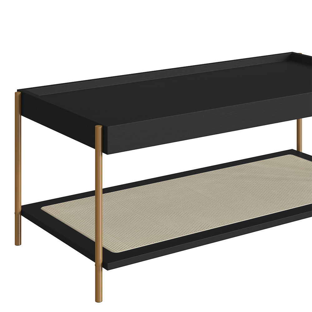 Mesa de Centro Retangular Oslo Nero e Dourada