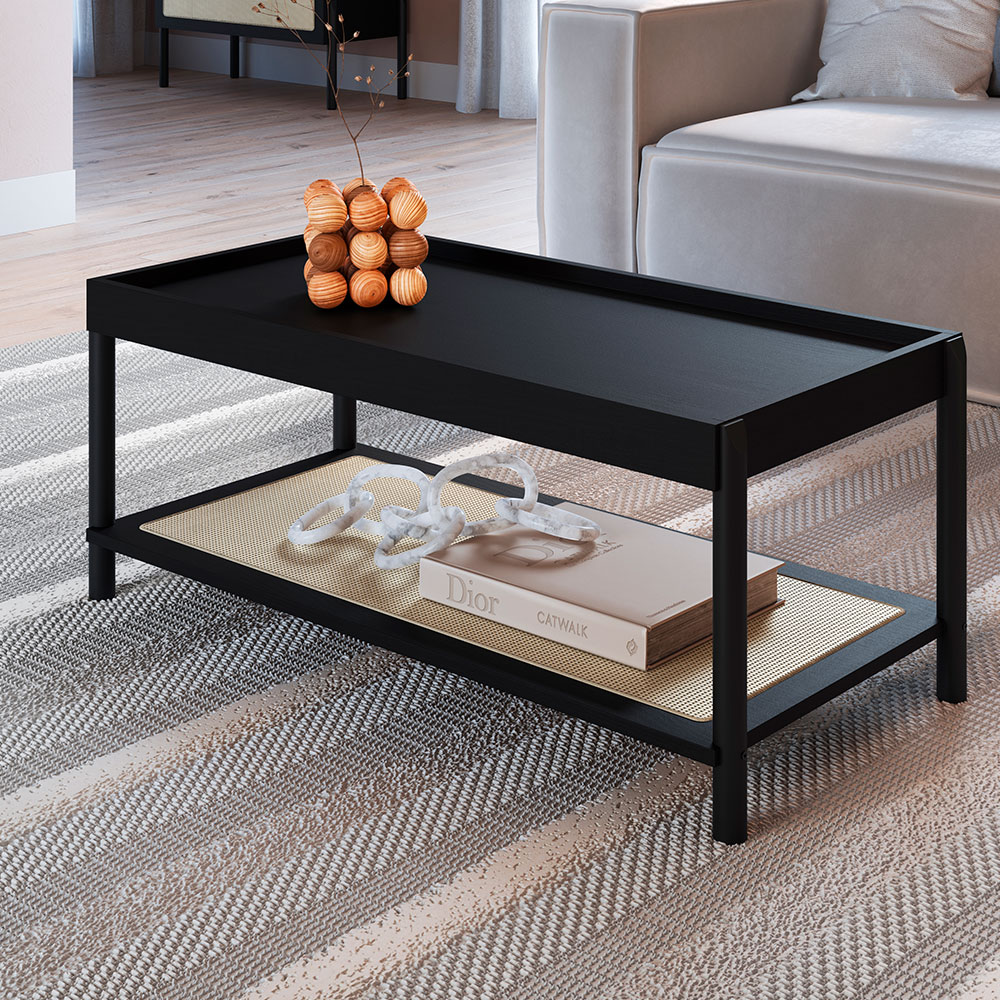 Mesa de Centro Retangular Oslo Nero e Preta