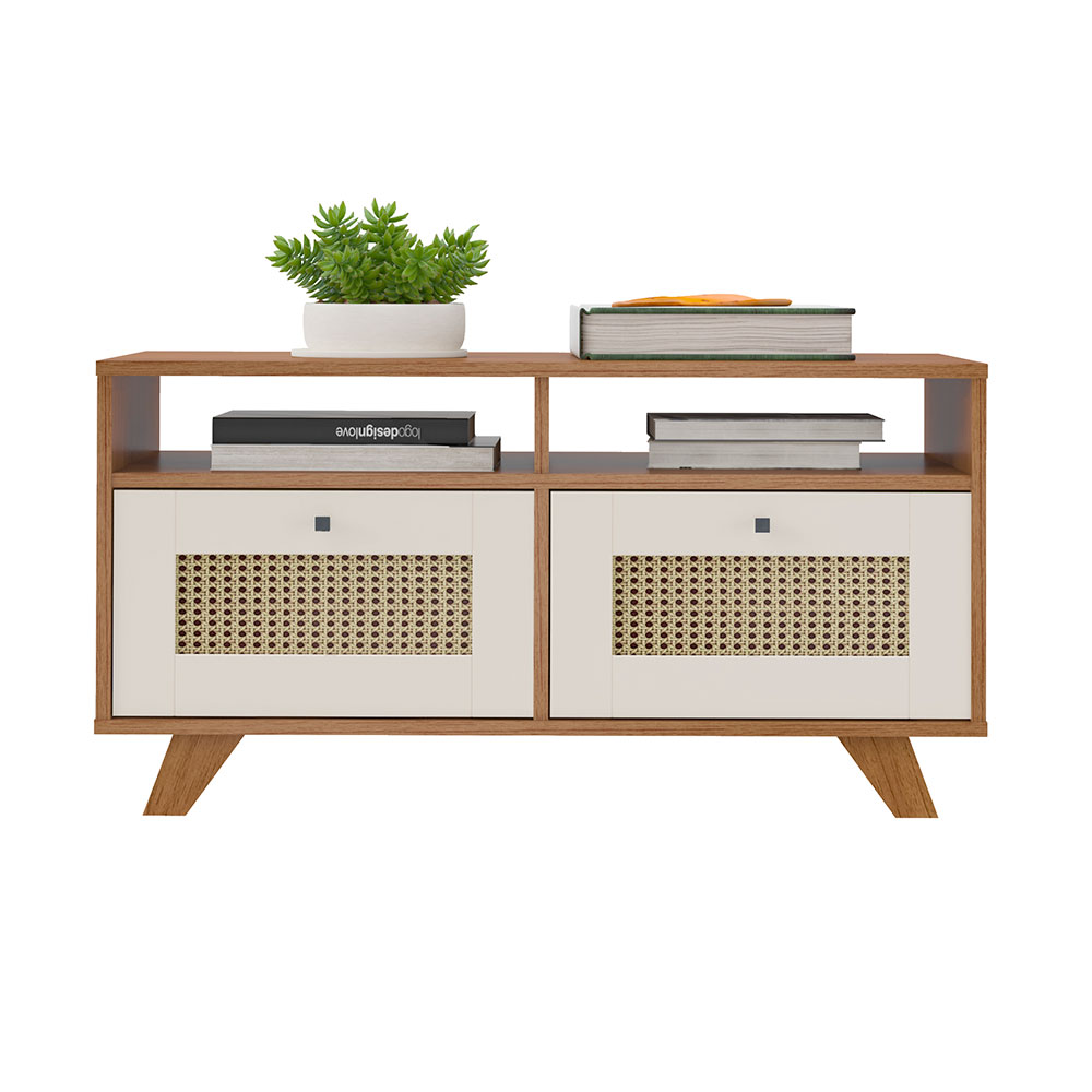 Mesa de Centro Retangular Trama 2 GV Cinamomo e Off White