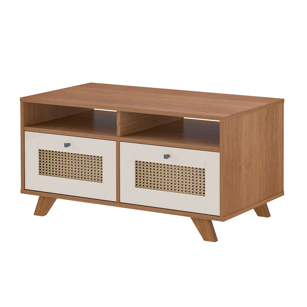 Mesa de Centro Retangular Trama 2 GV Cinamomo e Off White