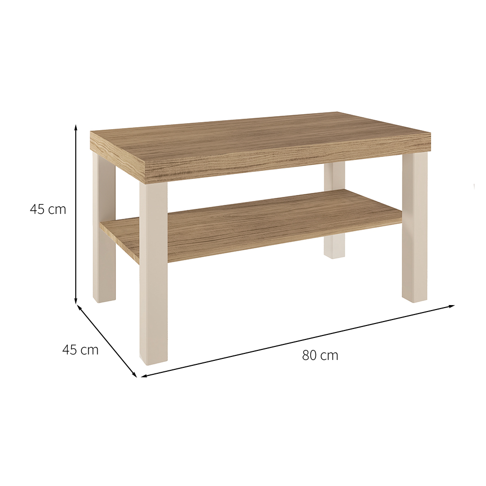 Mesa de Centro Retangular UP Carvalho e Off White