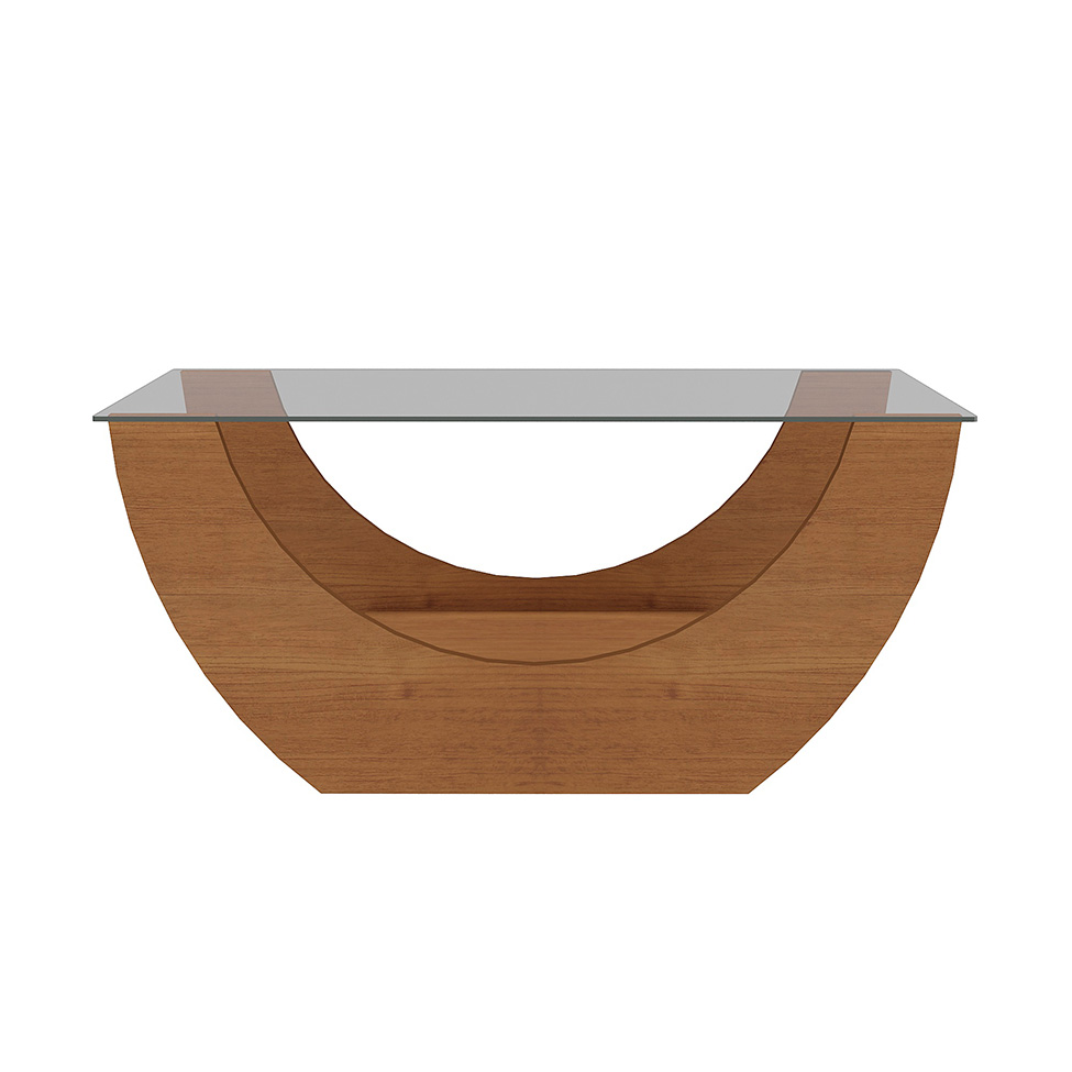 Mesa de Centro Retangular com Tampo de Vidro Onda Cinamomo