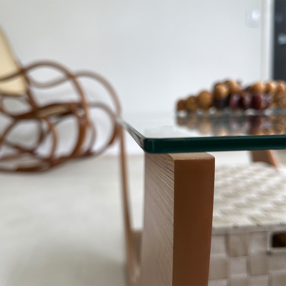 Mesa de Centro Retangular com Tampo de Vidro Onda Cinamomo