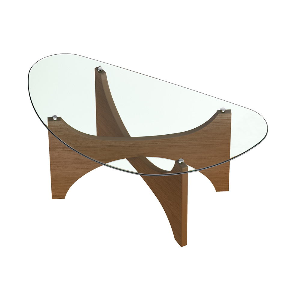 Mesa de Centro com Tampo de Vidro Levitá Cinamomo