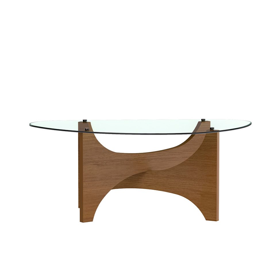 Mesa de Centro com Tampo de Vidro Levitá Cinamomo