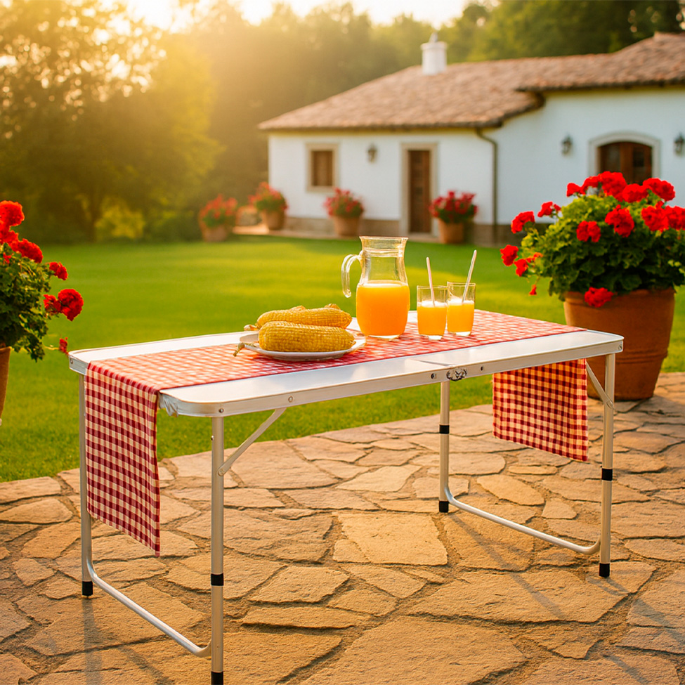 Mesa de Cozinha Dobrável Retangular com Tampo de MDF Liven Branca e Cinza 120 cm