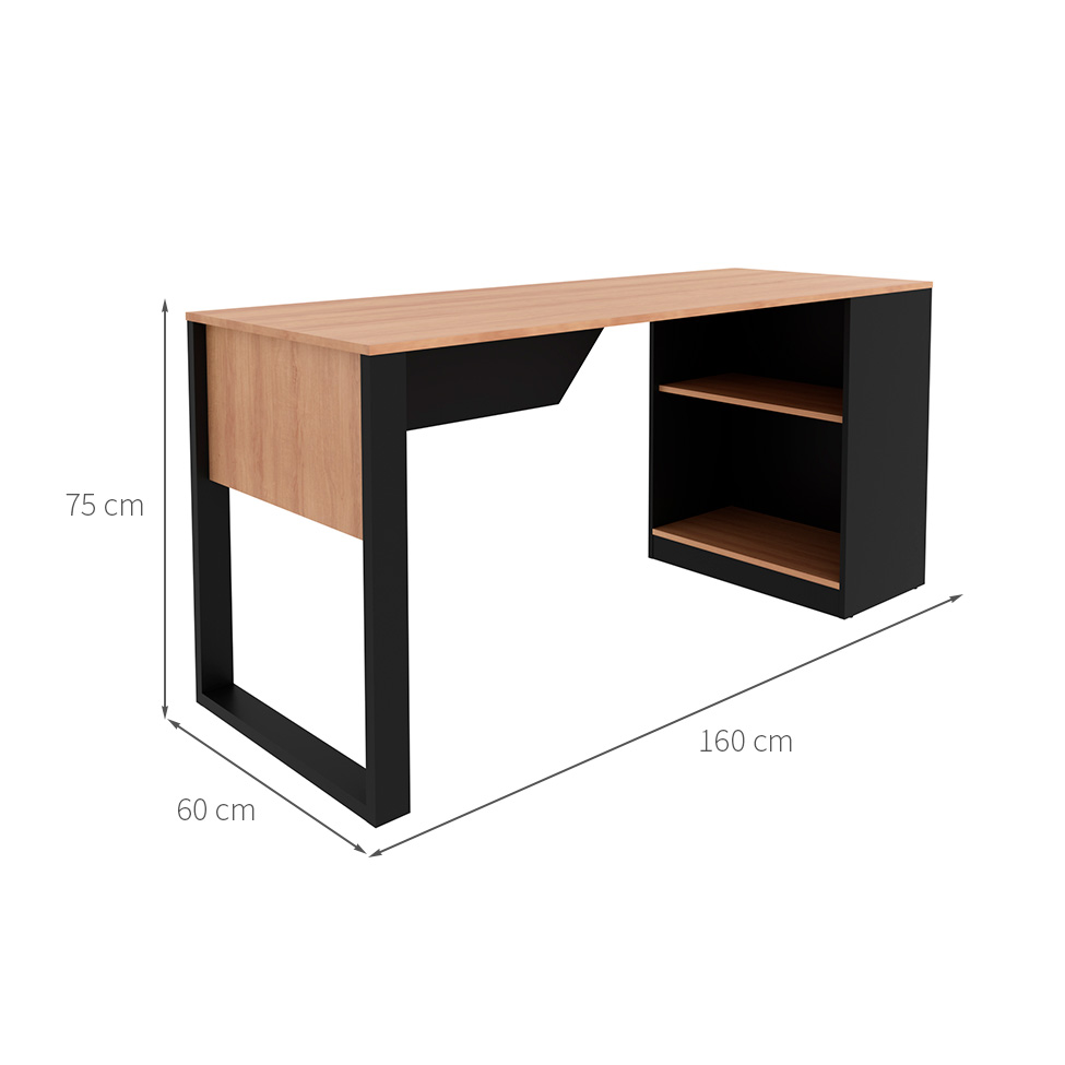 Mesa de Escritório Amelie Amêndoa e Preta