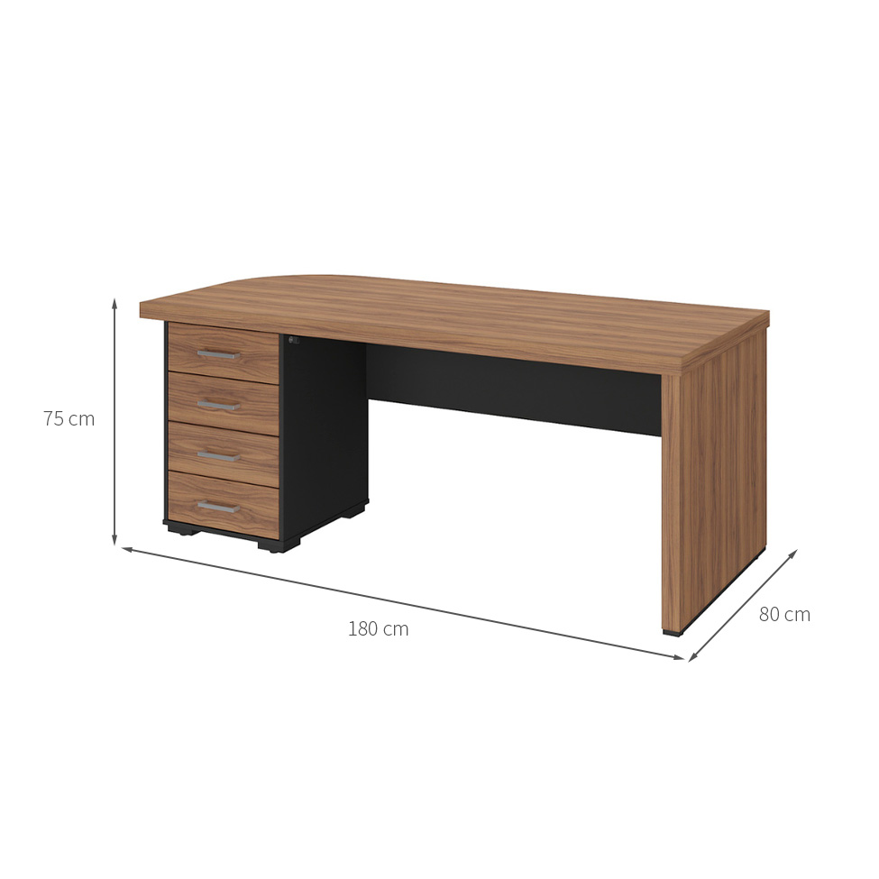 Mesa de Escritório Celestine 4 GV Nogal e Preta