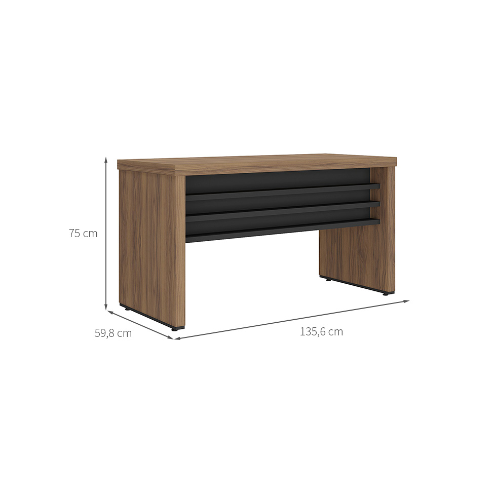 Mesa de Escritório Dante Nogal e Preta 136 cm
