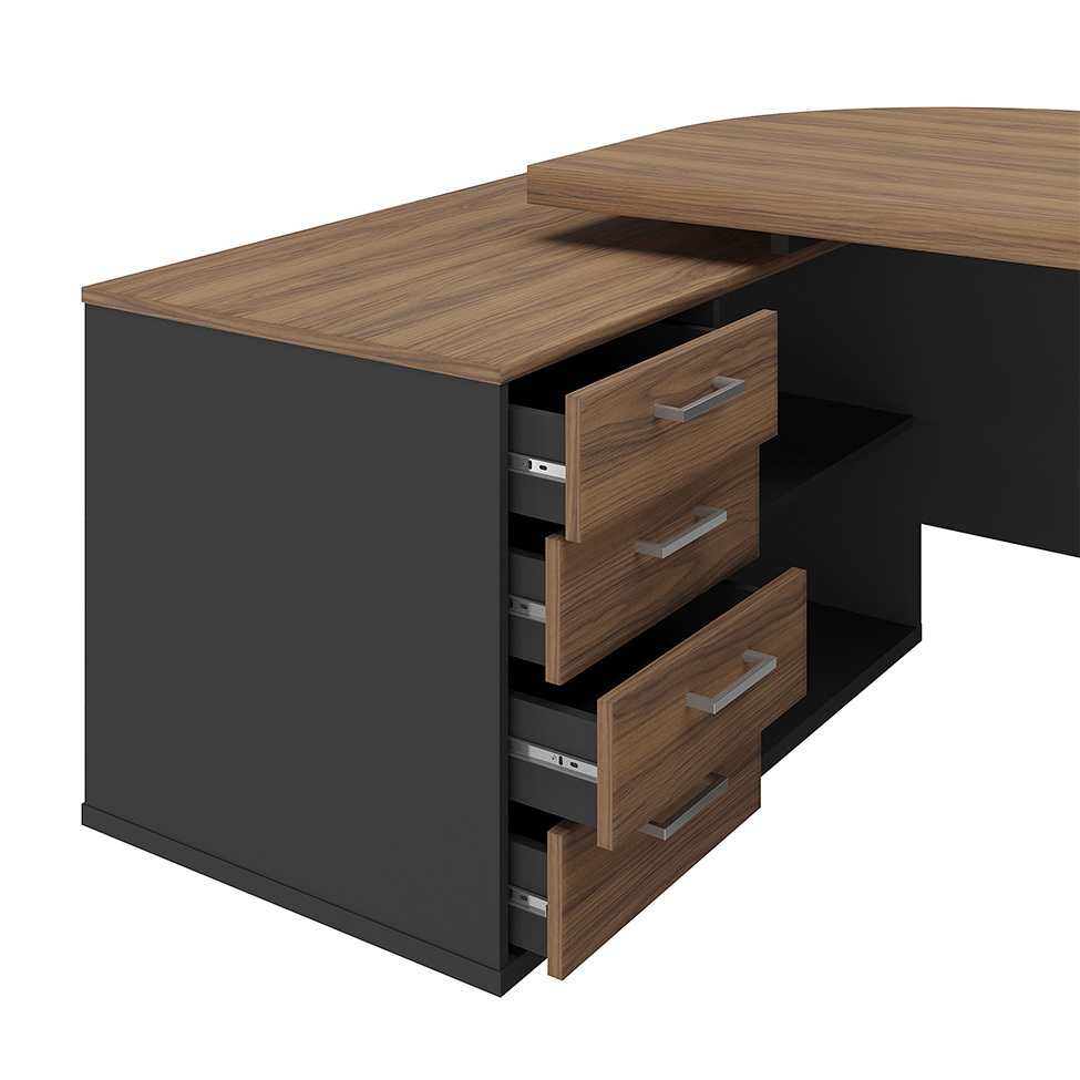 Mesa de Escritório Elara 2 PT 4 GV Nogal e Preta