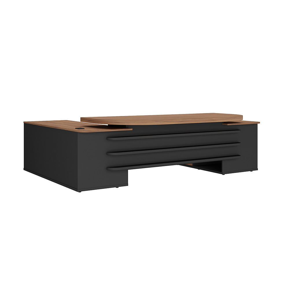 Mesa de Escritório Elara 2 PT 4 GV Nogal e Preta