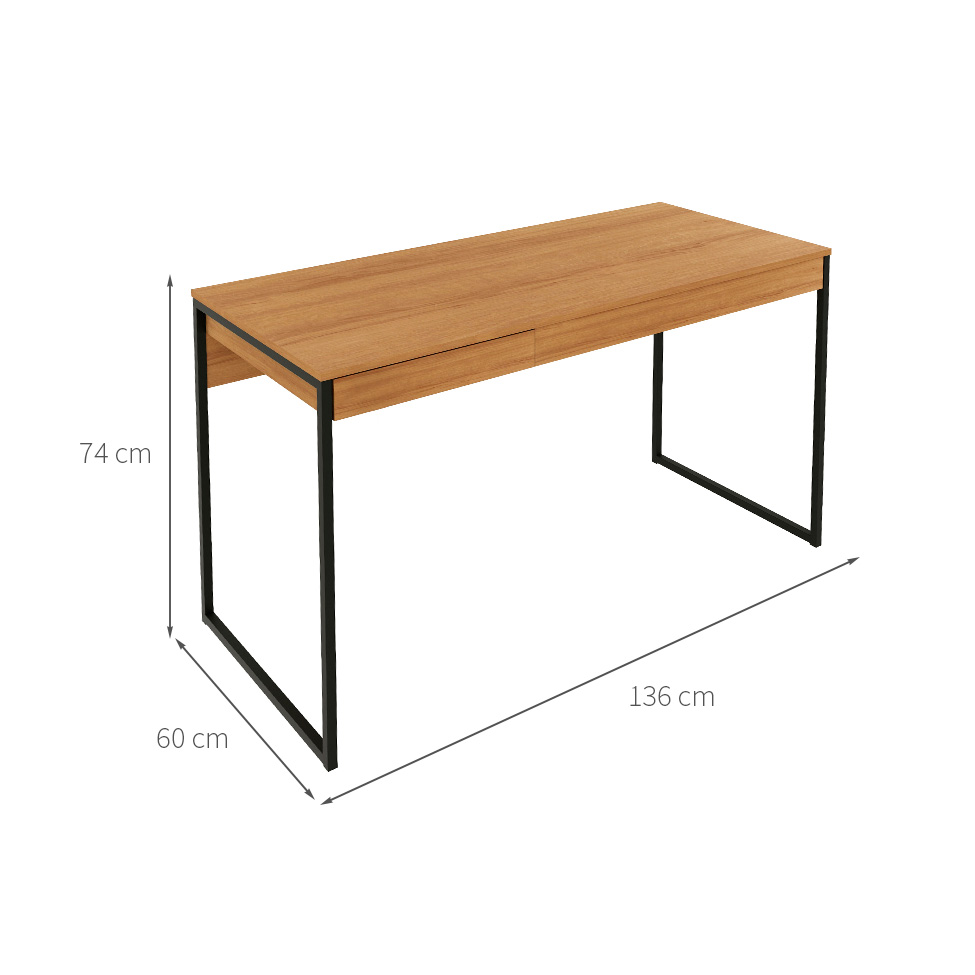 Mesa de Escritório Eleni 1 GV Amêndoa e Preta