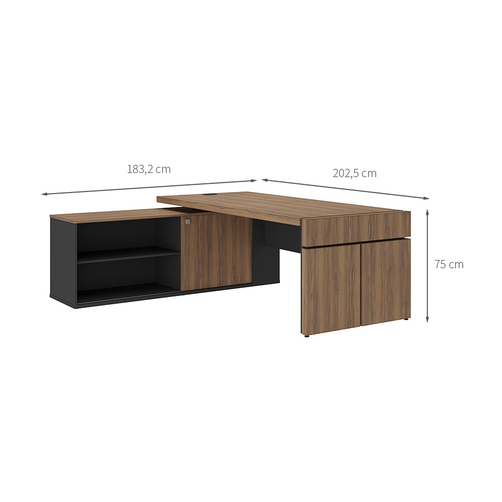 Mesa de Escritório Freya 1 PT Nogal e Preta