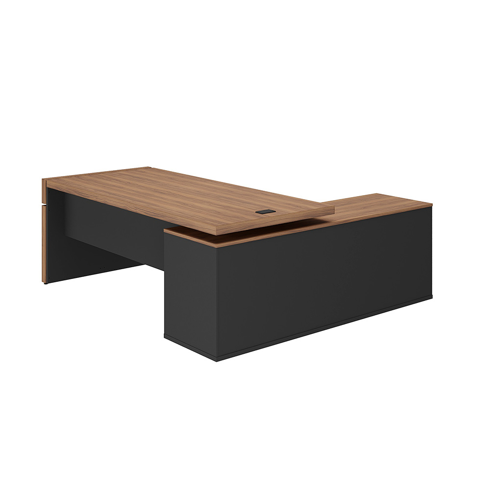 Mesa de Escritório Freya 1 PT Nogal e Preta