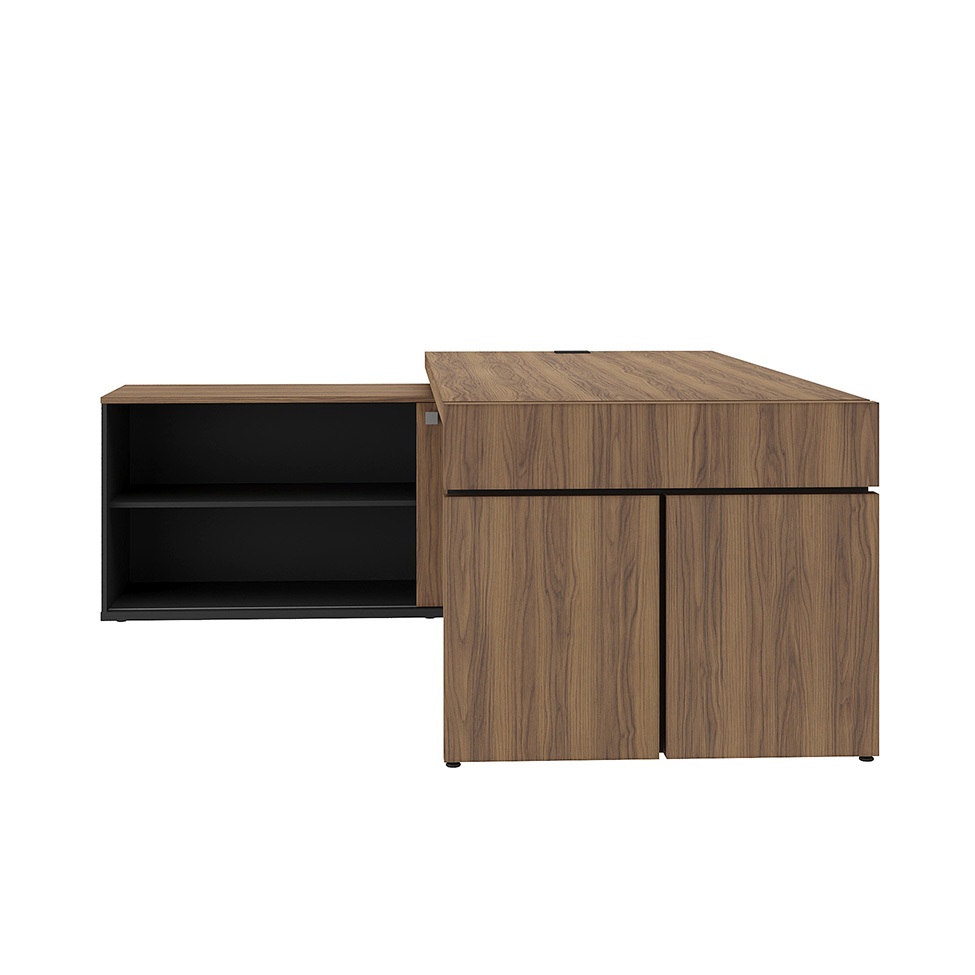 Mesa de Escritório Freya 1 PT Nogal e Preta
