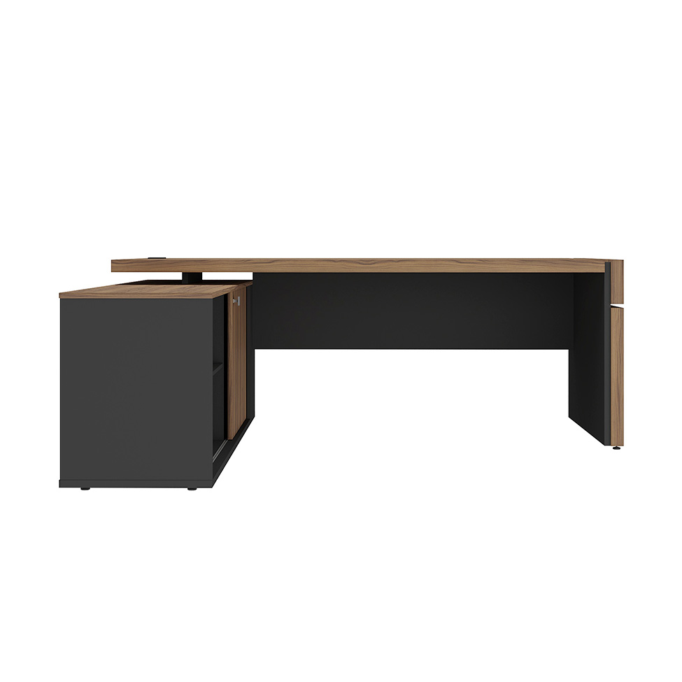 Mesa de Escritório Freya 1 PT Nogal e Preta