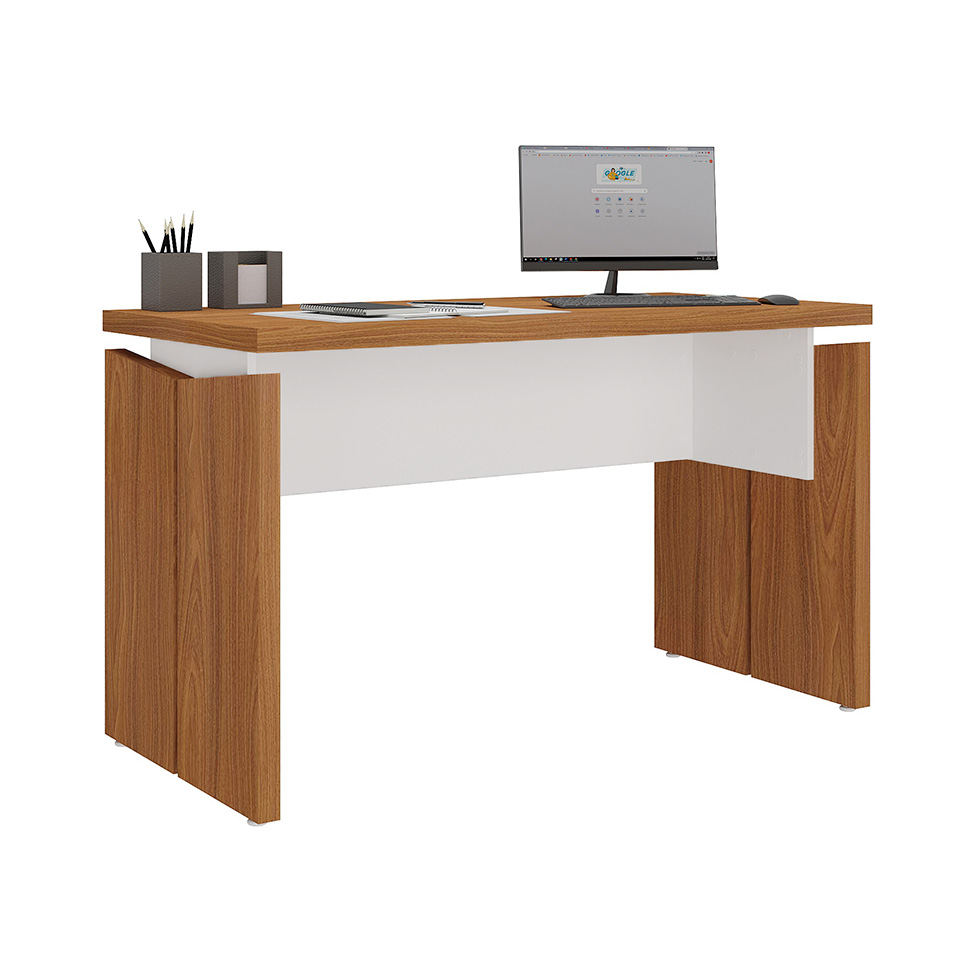 Mesa de Escritório Lane Freijó e Branca 125 cm