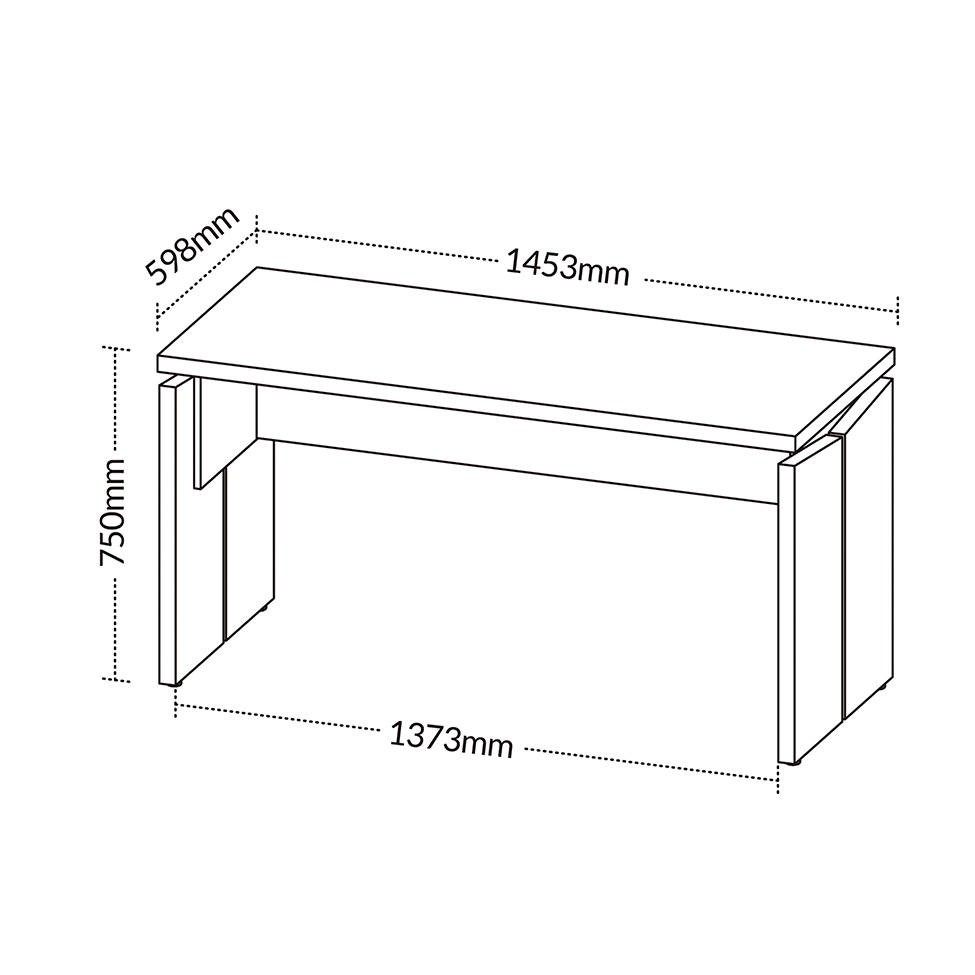Mesa de Escritório Lane Nogal e Preta 145 cm